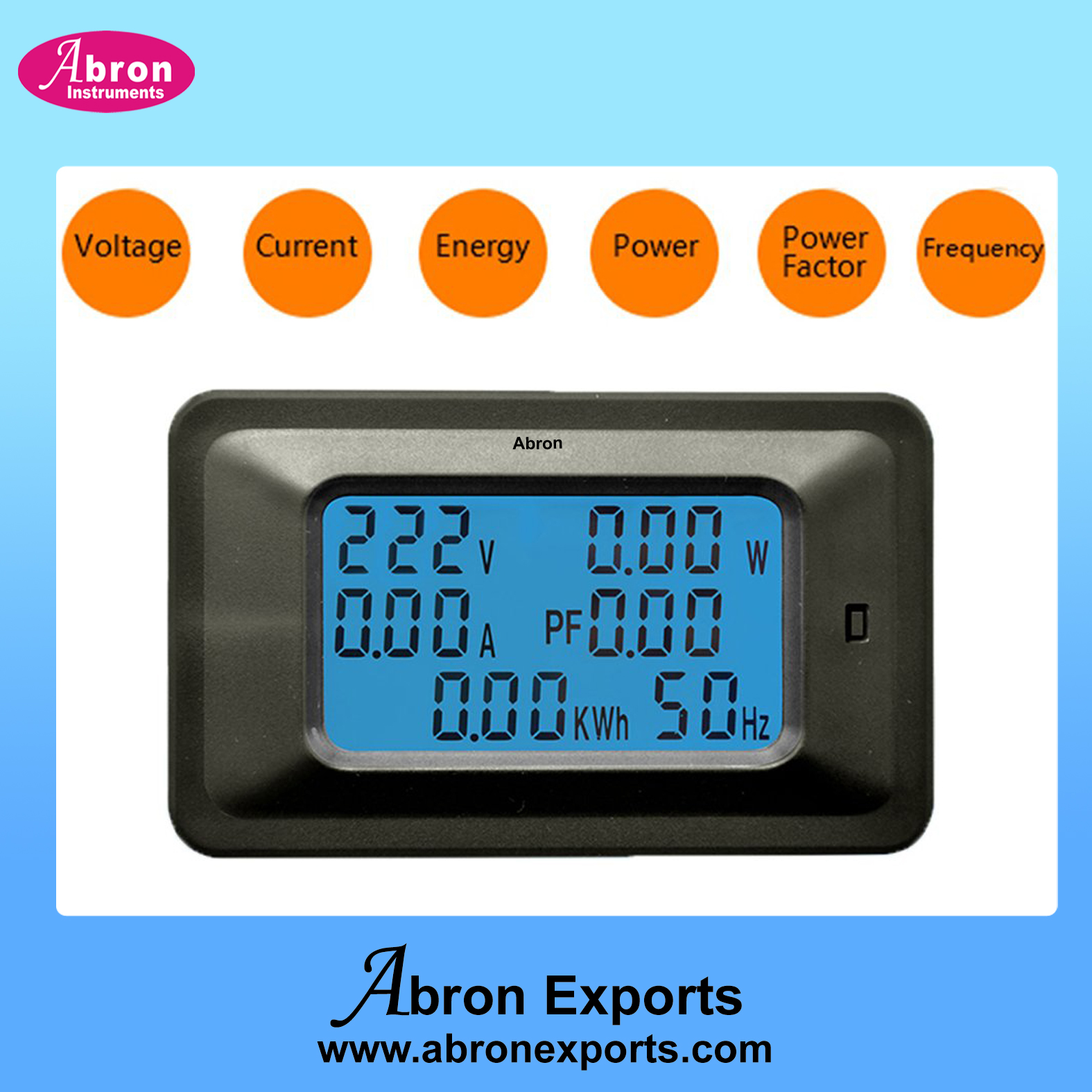 Energy Meter Power Factor Meter Single Phase Digital Volt, Current 0-20A, PF, Power Watts, Frequency Hz, Kwh AE-1433PF